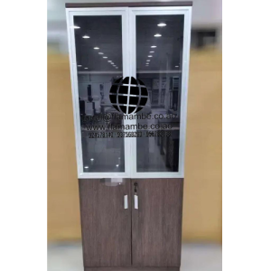 Armário de Madeira com 2 Portas de Vidro e 2 de Madeira